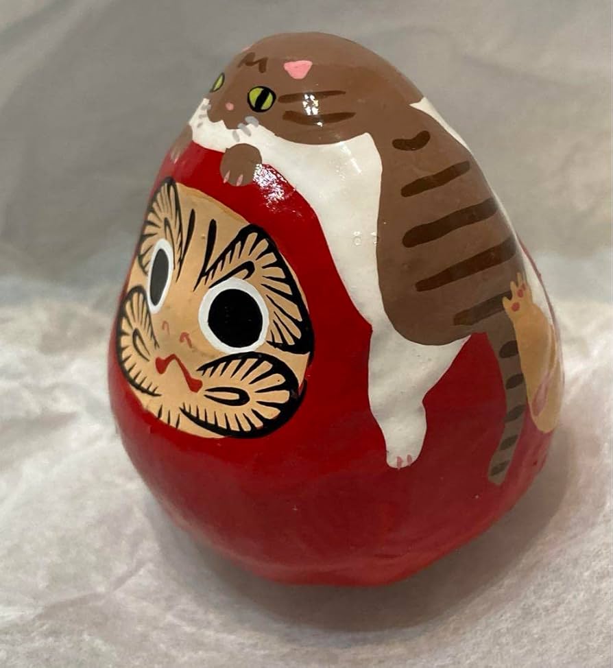 Amazon.co.jp: ヤチコダルマ だっこ猫だるま 茶トラ白猫